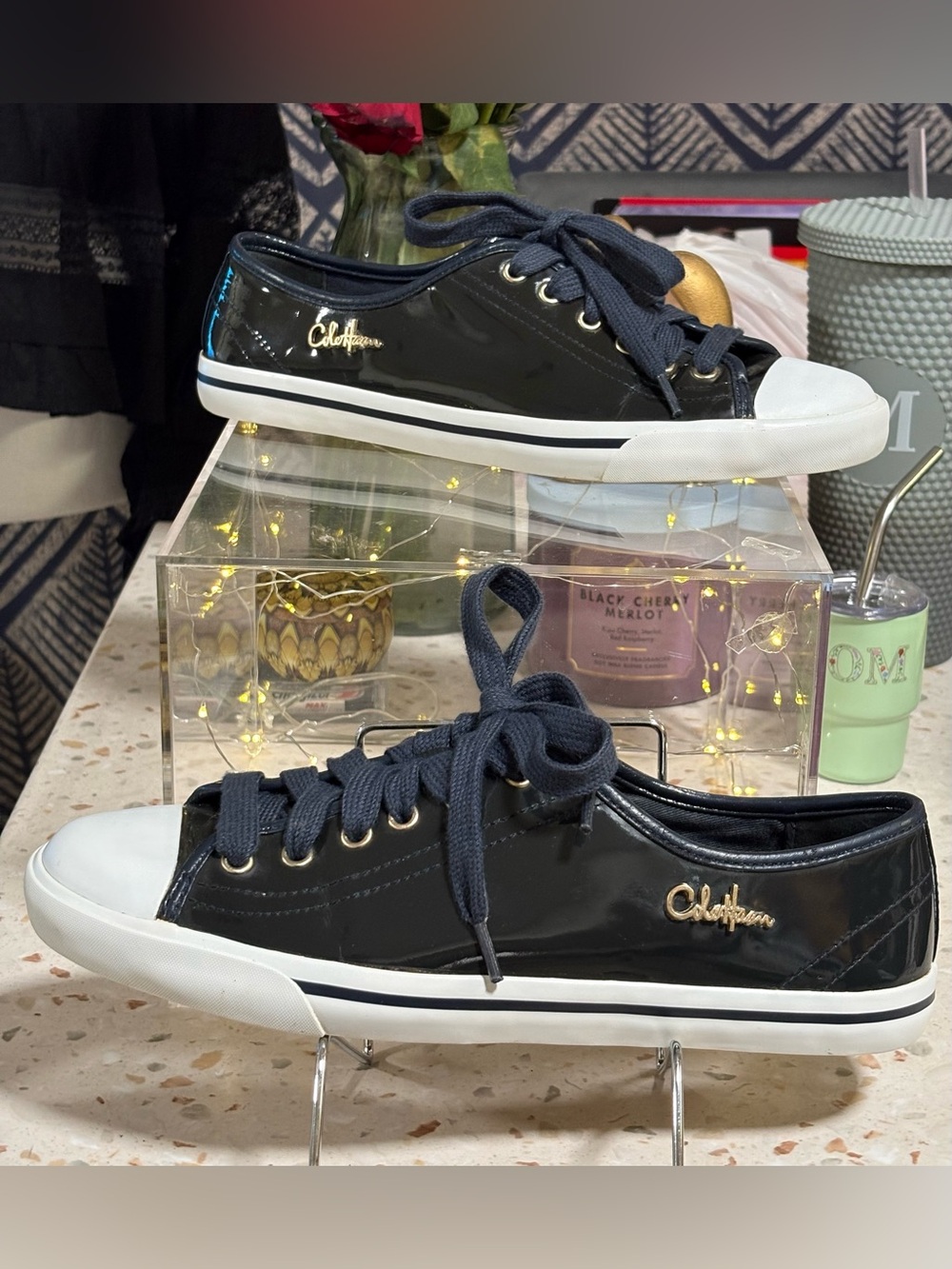 Cole Haan Nike Air Black Patent Leather
Sneaker Low Top Lace Up Size 7B